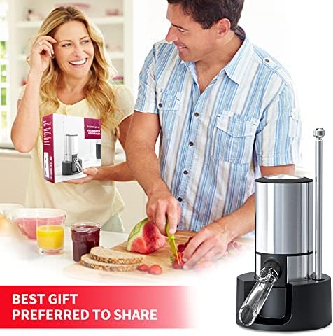 Wine Gifts-Wine Aerator Pourer-Rocyis Electric Wine Dispenser, One Touch Smart Wine Decanter w/Storage Base & Retractable Tube (Battery Operated)