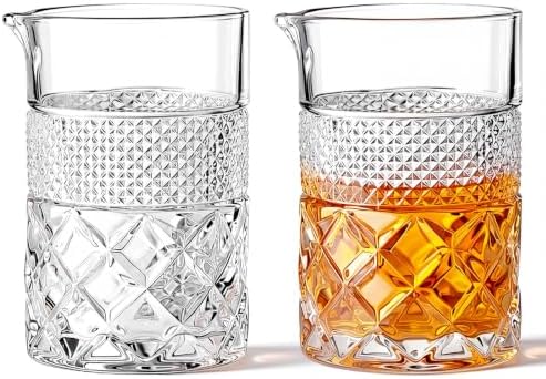 Dandat 2 Pcs 24 oz Cocktail Mixing Glass Thick Base Stirring Glass, Diamond