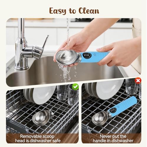 Jripae Heated Ice Cream Scoop with Removable Head for Dishwasher Safe