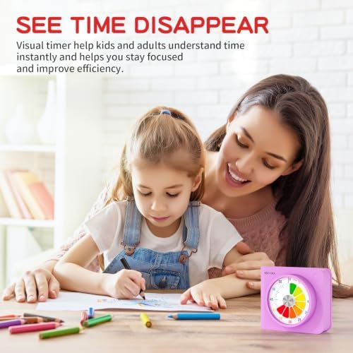 Secura 60 Minute Visual Timer for Kids, Countdown Timer for Time Management