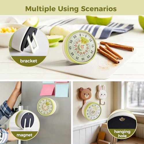 Kitchen Timer, Kitchen Countdown Cooking Reminder No Battery Required Magnetic Time Management Timer, Xmas Gift, Green