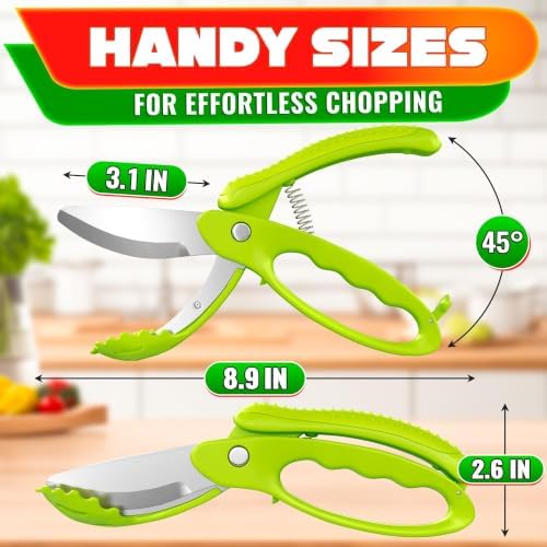 Salad Scissors for Chopped Salad, 8.9" Stainless Steel, In-Bowl