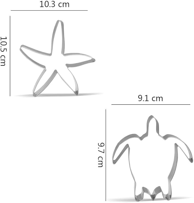 Large Sea Creatures Cookie Cutters - 8 Pieces - Stainless Steel