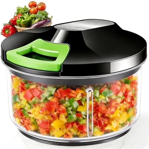 800ML Onion Chopper, Large Hand Pull String Vegetable Food Chopper, Black