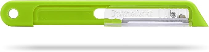 Dreamfarm Sharple Self-Sharpening Vegetable Peeler - Kermit Green | Ceramic sharpener in safety cover automatically hones stainless steel swivel blade, suitable for left & right handed use