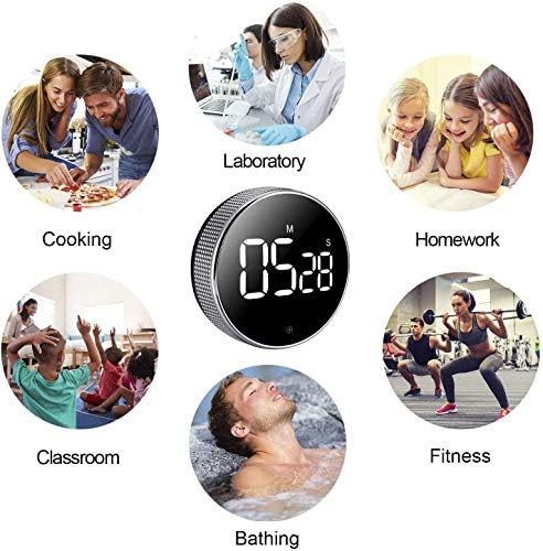 Timers, Kitchen Timer for Kids, Digital Countdown Magnetic Egg Timer for Cooking, with Constant Light Function for classrooms, Quiet for Children and Teachers…Black
