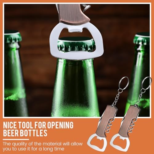 Ziliny 24 Pcs Wine Bottle Opener Keychains Bulk Corkscrew, Red Bronze Color