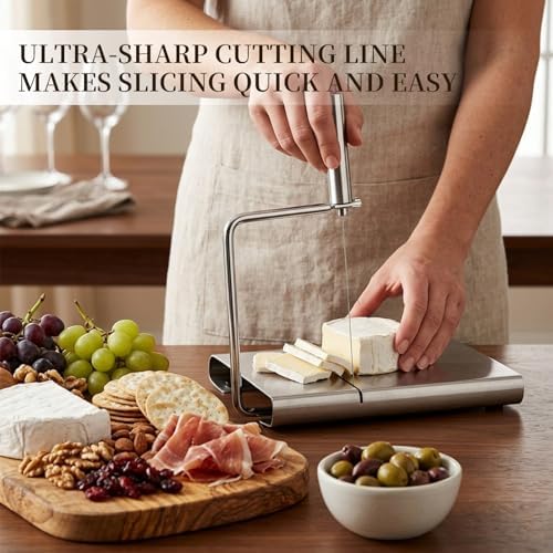 Cheese Slicer with 3 Wires for Block Cheese, Wire Cutter