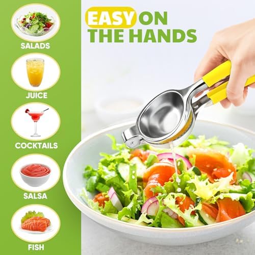 Lemon Squeezer Extra Large, Lemon Squeezer Juicer Stainless Steel, Heavy Duty Manual Citrus Juicer Hand Press, Kitchen Tools Lime Squeezer Bar Tool, Easy to Clean Metal Lemon Hand Press