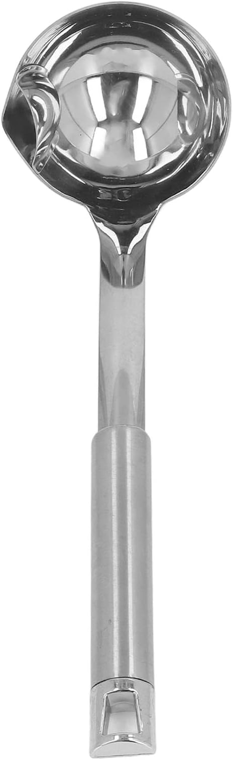 Stainless Steel Oil Separator Soup Ladle, 12 Inch Gravy Food Fat Separator Skimmer Spoon Grease Strainer Separater Hot Pot Oil Filter Spoon for Kitchen Cooking, Soup Colander