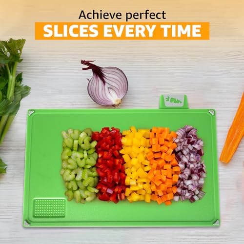Cutting Board Set 12"L x 9"W: 4-Piece Color-Coded, Non-Slip, BPA-Free, Perfect kitchen essentials for new home, Dishwasher Safe with Premium Scissors & Chopping Board Organizer, Quality kitchen stuff.