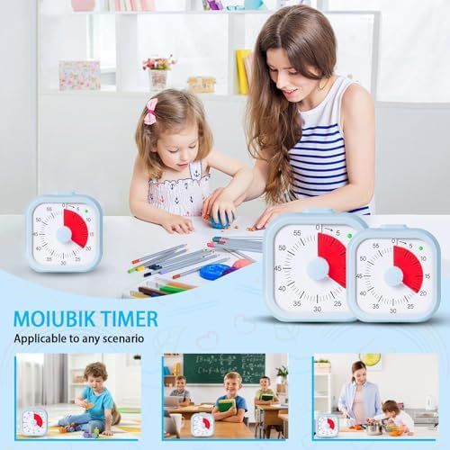 Visual Timer for Kids 60 Minute Countdown Timer Silent Operation for Classroom Study Office Kitchen Kids Timer Teaching (Blue)