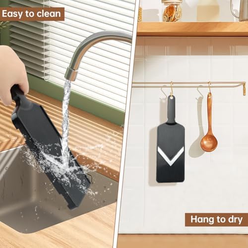 Mandoline Slicer for Kitchen, Multifunctional V-Blade Vegetable Mandoline Slicer with Hand Holder Handheld Potato Cucumber Cabbage Shredder Food Slicer- for Potatoes, Onion