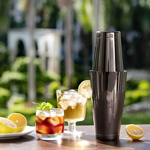 ETENS Boston Cocktail Shaker Black, Cocktail Shaker Tins Weighted, Bar Shaker Set Bartender Shakers for Bartending - Martini Shaker Stainless Steel Drink Mixer | Bar Tools Metal Shaking Tin | Gunmetal