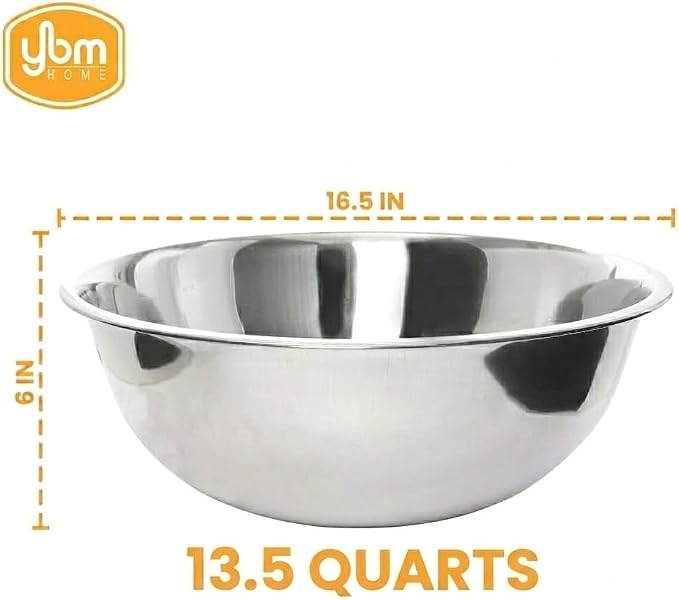 YBM HOME 20 Quart Stainless Steel Premium Mixing Bowl – Heavy Duty Deep Prep Bowl for Baking, Cooking, Dough Mixing, Salad Serving & Commercial Kitchen Use
