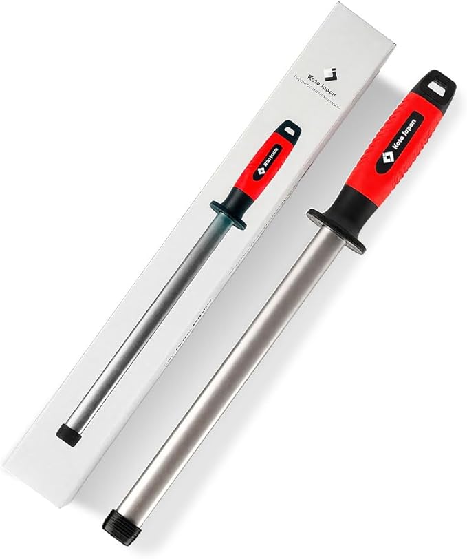 Kota Japan 10 in. Professional Diamond Knife Sharpener Rod for Kitchen, Hunting Knives or other Tools. Master Chef, Hunter or Home Gourmet. Diamond Steel Blade Sharpening Rod or Stick.