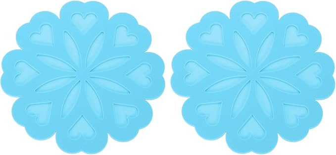 uxcell 2Pcs Silicone Trivet Mats, Flower Pattern Silicone Pad Hot Pad Pan Protectors Table Protector Heat Resistant Mat for Countertop, Hot Dishes, Hot Pots and Pans, Blue