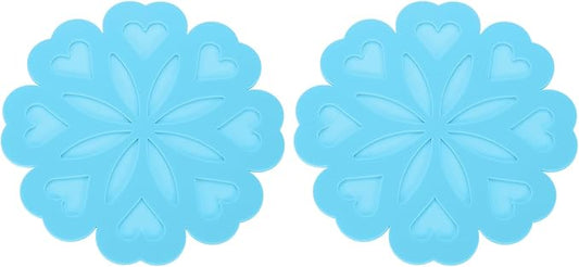 uxcell 2Pcs Silicone Trivet Mats, Flower Pattern Silicone Pad Hot Pad Pan Protectors Table Protector Heat Resistant Mat for Countertop, Hot Dishes, Hot Pots and Pans, Blue