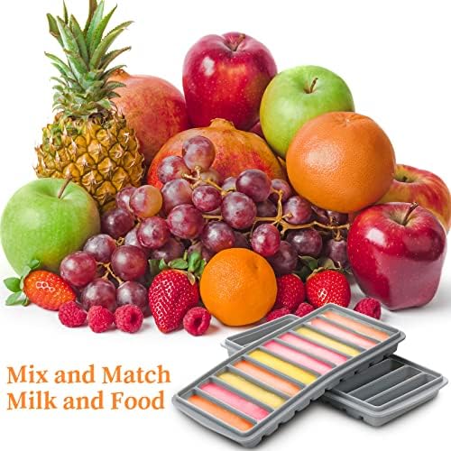 Eaasty 2 Pcs Breastmilk Freezer Storage Baby Food Milk Freezer Trays, Gray