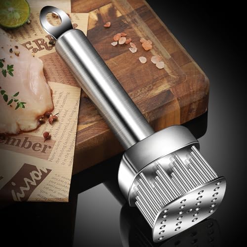 Meat Tenderizer with 24 Stainless Steel Sharp Needle, Professional Blade Mallet Heavy Duty Cooking Tool for Tenderizing Beef Turkey Chicken Steak Veal Pork Fish Christmas Cooking Set (24 Needle)