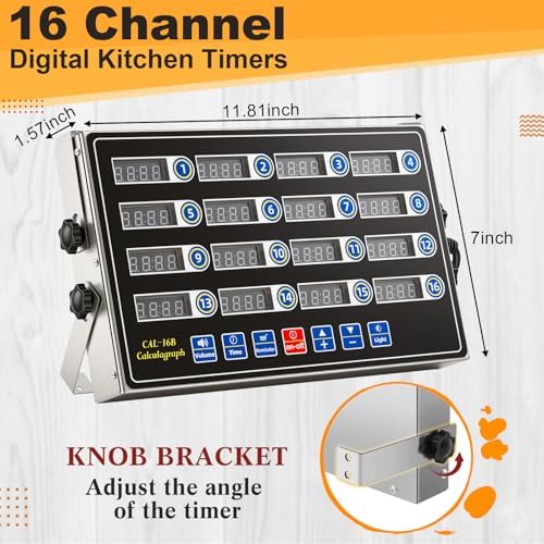 Relaxweex 1 Pack Commercial Digital Kitchen Timer for Cooking, 16 Channel