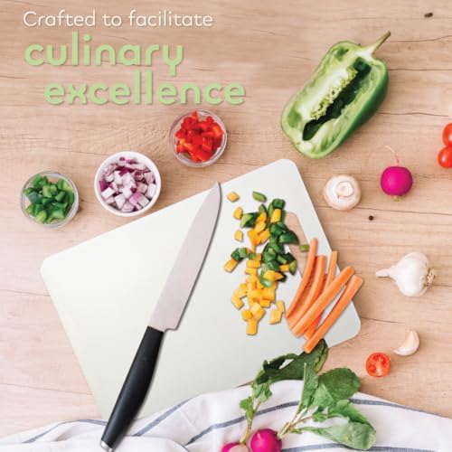 Luciano Housewares Durable Plastic Cutting Board, Chopping Board for Kitchen Use, Ideal for Cutting Vegetables, Fruits, and Meats, Kitchen Essentials, White, 13.25" x 10"