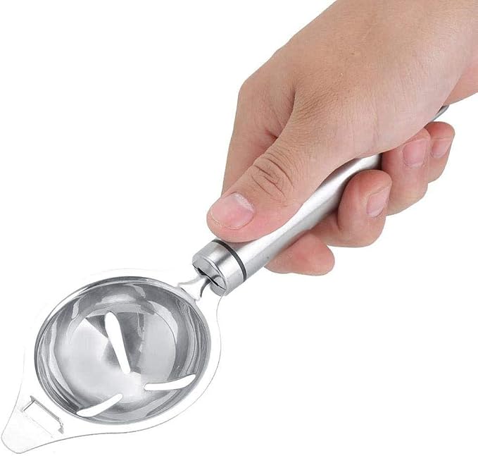 Egg Separator Egg Yolk Separator White Egg Separator FFLIFE Food Grade Stainless Steel Egg White Separator Dishwasher Safe Work for XL Jumbo Eggs(with 5 Silicone Egg Cup Holders)