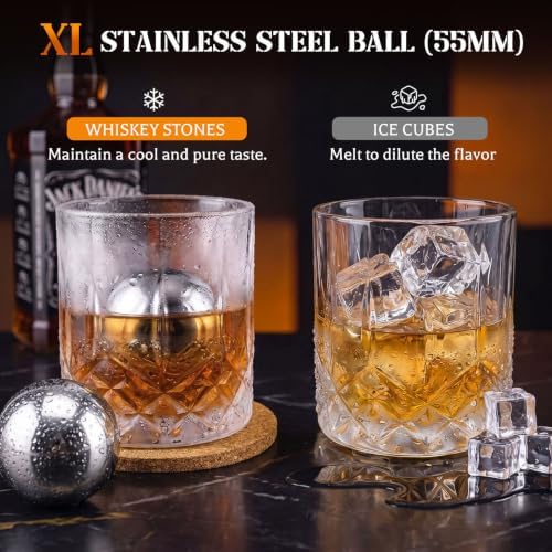 JOVIPOP Whiskey Stones Set, Gifts for Men Dad, 55mm Balls