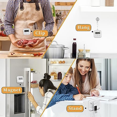Timer, Kitchen Timers for Cooking Classroom Timer for Kids Teachers Digital Magnetic Timers 4 Pack, White
