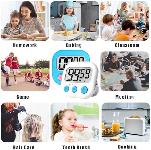 ZILLEEN Classroom Timer for Kids Teachers 2 Pack Digital Timers Blue White