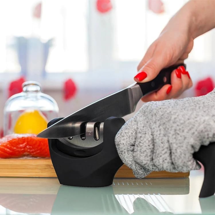 Seido 3-Stage Manual Knife Sharpener, Tungsten Diamond Ceramic