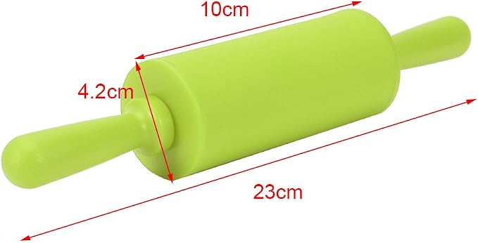 Non-Stick Silicone Rolling Pin Dough Rollers for Baking and Rolling Dough with Wooden Handle for Home Kitchen Children Cake 9 Inch(Orange)