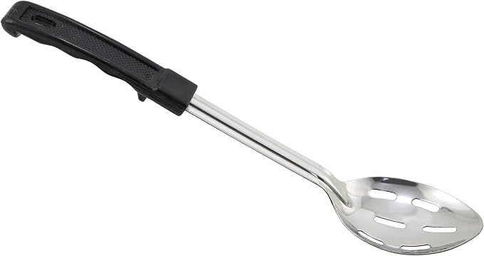 Winco Prime Stainless Steel Basting Spoon with Stop Hook Handle, NSF, Slotted, 13"