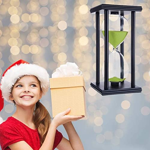 Lodunsyr Sand Timer Clock Hourglass 60 Min Minutes Home Ornament Office Desk Decoration for Living Room Coffee Table School Game 60 Min Wooden Frame Sandglass Green