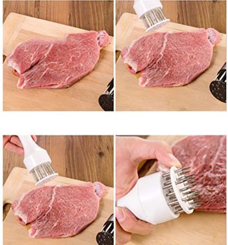 24 Blades Needle Meat Tenderizer Hammer Pounder Cooking Tools Stainless Steel Meat Steak Mallet White