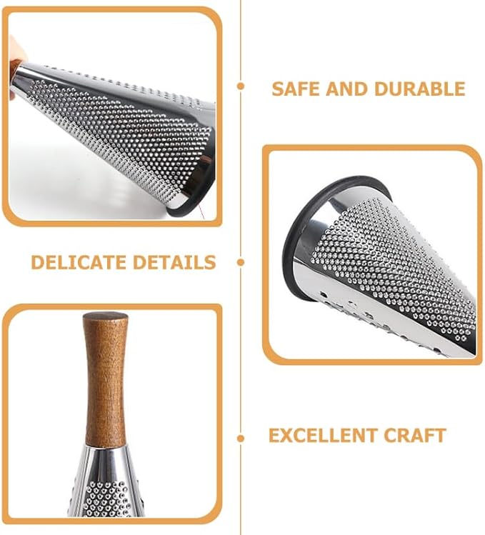 Kitchen Grater Potato Grater Fruit Chopper Home Tools Cheese Grater Vegetable Stripper Handle Cheese Graters Cone-Shaped Vertical Kitchen Accessory Wood