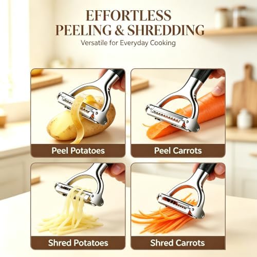 2-in-1 Julienne Peeler Vegetable Peeler for Kitchen, julian tool