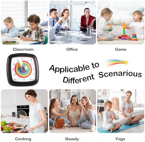 Secura 60-Minute Visual Timer, Silent Study Timer for Kids and Adults