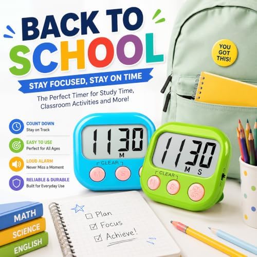 ZILLEEN Digital Kitchen Classroom Timers for Kids Cooking 12pcs MulticolorA