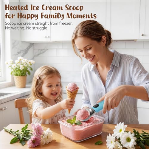 Jripae Heated Ice Cream Scoop with Removable Head for Dishwasher Safe