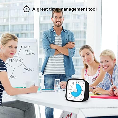Yunbaoit Visual Timer for Kids, Silent 60-min Countdown Timer, Black Blue