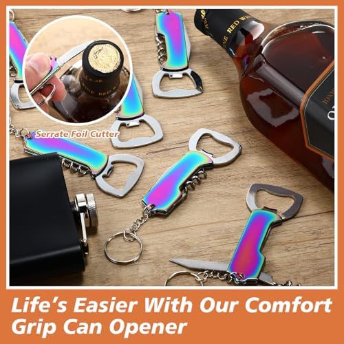 Ziliny 24 Pcs Wine Bottle Opener Keychains Bulk Corkscrew, Titanium Color