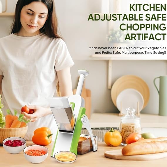 Saker Adjustable Safe Vegetable Slicer,Safe 5-in-1 Mandoline Slicer, Adjustable Vegetable Chopper & Fruit Slicer for Fast Meal Prep, 0.1-8mm Thickness (grey)