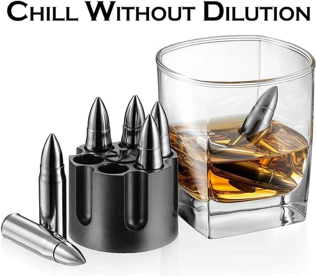 Stainless Steel Whiskey Chilling Bullet Set, 6 Pieces