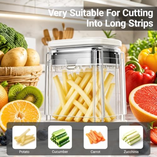 SUSTEAS French Fry Cutter with 3 Interchangeable Blades, Potato Cutter