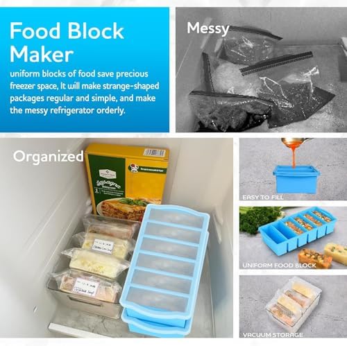 Silicone Freezer Molds with Lids, 1/2 Cup Soup Freezer Container Reinforced Steel Ring Top for freezing Soup Sauce Broth Leftovers, Silicone Freezer tray 3-Pack, Oven & Dishwasher Safe