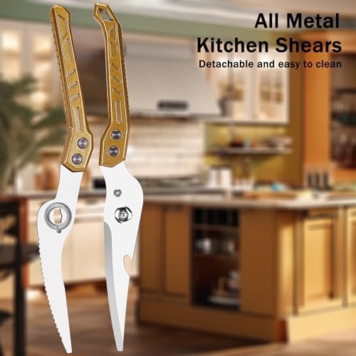 Heavy Duty Kitchen Poultry Shears Professional Food Scissors Gold