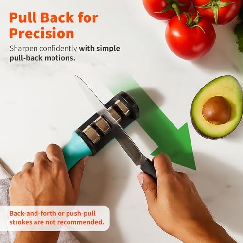 IMUSA Kitchen Knife Sharpener, Manual, Coarse to Fine, Non-Slip Base
