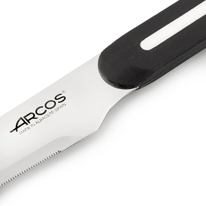 Arcos Paring Knife 4 Inch Stainless Steel. Table Knife for Peeling Fruits and Vegetables. Ergonomic Polypropylene Handle. Suitable for all types of food. Series B-Line. Color Black and White.