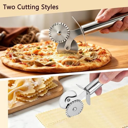 Stainless Steel Pastry Lattice Roller Cutter Pastry Cutter Double Wheel Kit